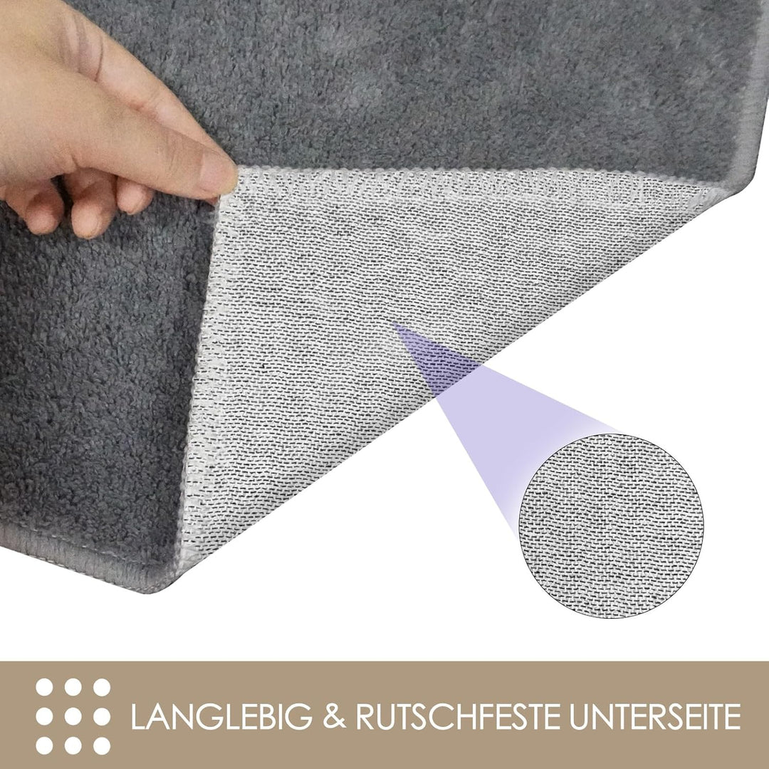 HiChiclife Türmatte 50x80 cm Dunkelgrau – Schmutzfangmatte Innen Waschbar mit Rutschfester TPE-Unter