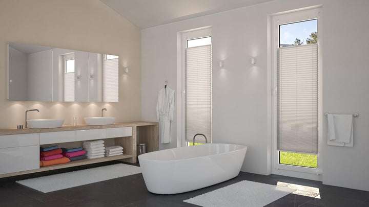 DécoProfi Plissee ohne Bohren Grau 45cm x 130cm (max. Gesamthöhe Fensterflügel) I Verspannte Plissee
