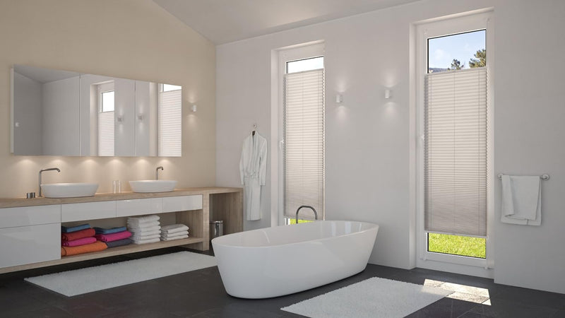 DécoProfi Plissee ohne Bohren Grau 70cm x 220cm (max. Gesamthöhe Fensterflügel) I Verspannte Plissee