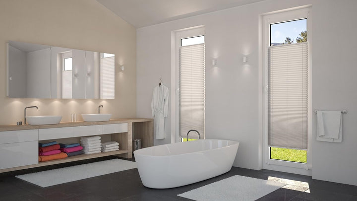 DécoProfi Plissee ohne Bohren Grau 65cm x 220cm (max. Gesamthöhe Fensterflügel) I Verspannte Plissee