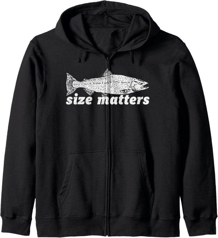 Funny Fishing Gift Size Matters Fishermen Crude Humor Jokes Kapuzenjacke