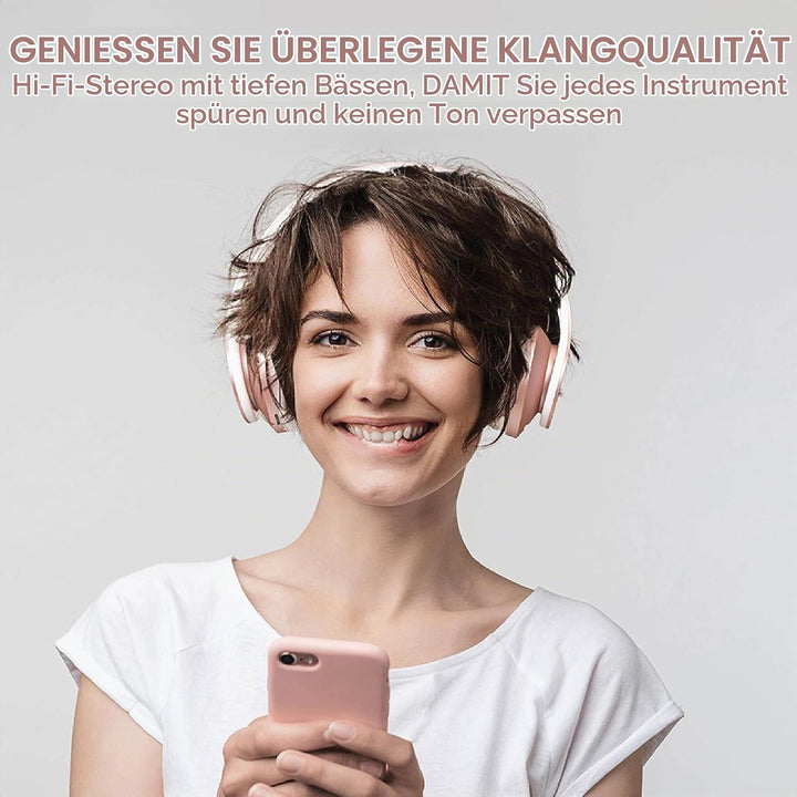 PowerLocus Bluetooth Kopfhörer, Over Ear, Faltbare HiFi-Stereo-Kopfhörer mit tiefen Bässen, Micro SD