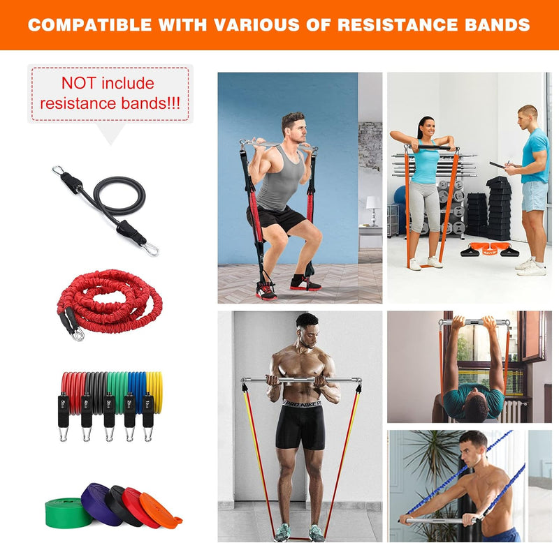 DASKING Fitnessbänder Widerstandsbänder Stange, Fitnessgeräte für Zuhause, 75cm/90cm/98cm Abnehmbare