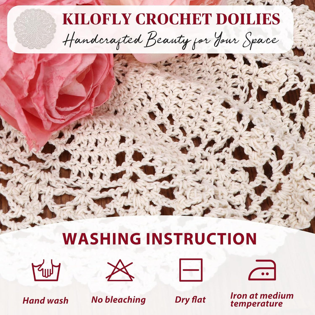 kilofly Häkel-Tischsets, Baumwolle, Spitze, 4 Stück, Persien, Beige, 25,4 cm 10 inch beige, 10 inch