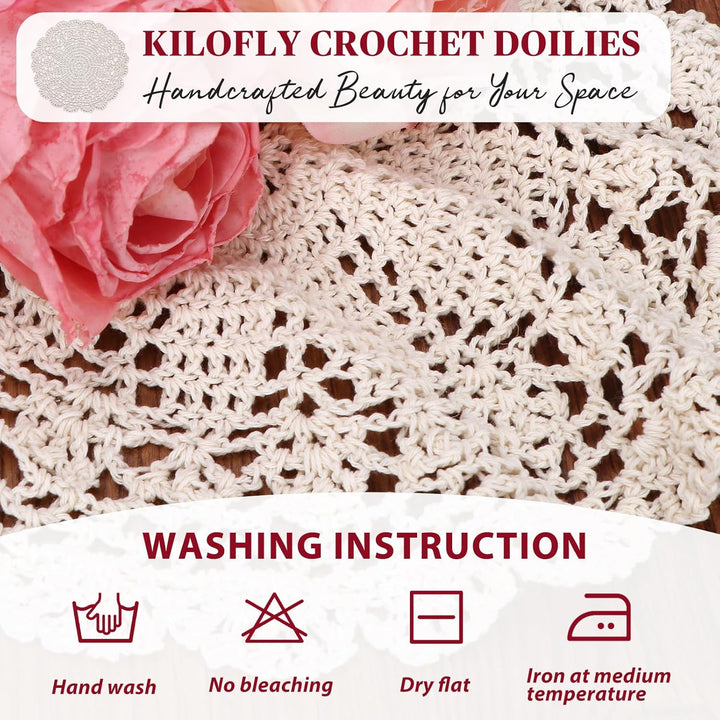 kilofly Häkel-Tischsets, Baumwolle, Spitze, 4 Stück, Persien, Beige, 25,4 cm 10 inch beige, 10 inch