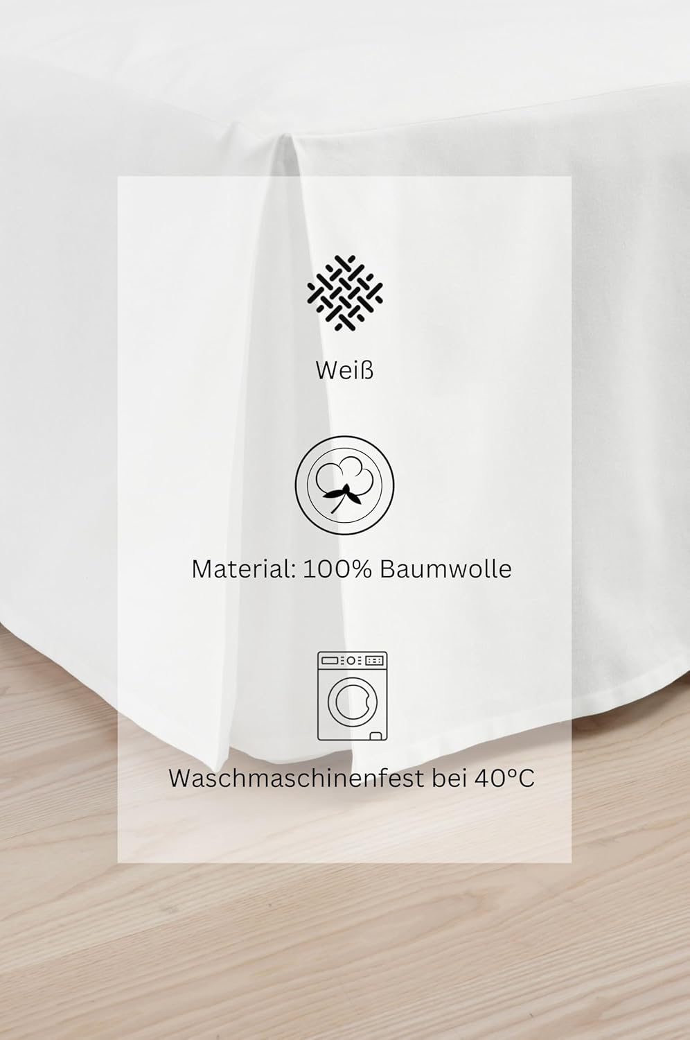 Jotex Colour Betthusse - 100% hochwertige Bio-Baumwolle Bettrock, Höhe 60 cm - Weiss, 160 x 200 cm 1