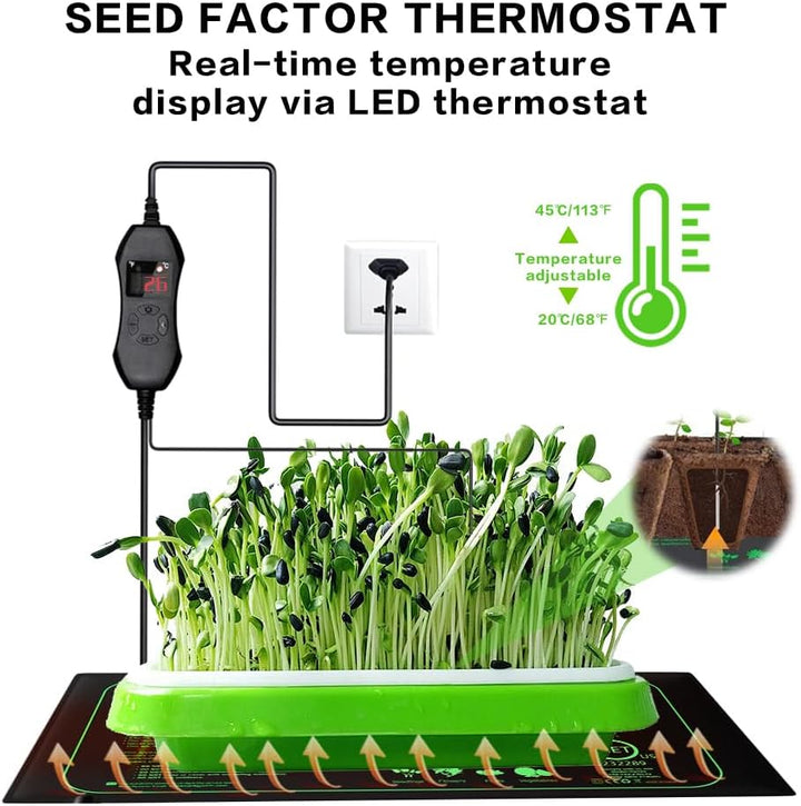 CJBIN Heizmatte Pflanzen mit Thermostat, 50W Zimmergewächshaus Wärmematte für Sämling Germination, P