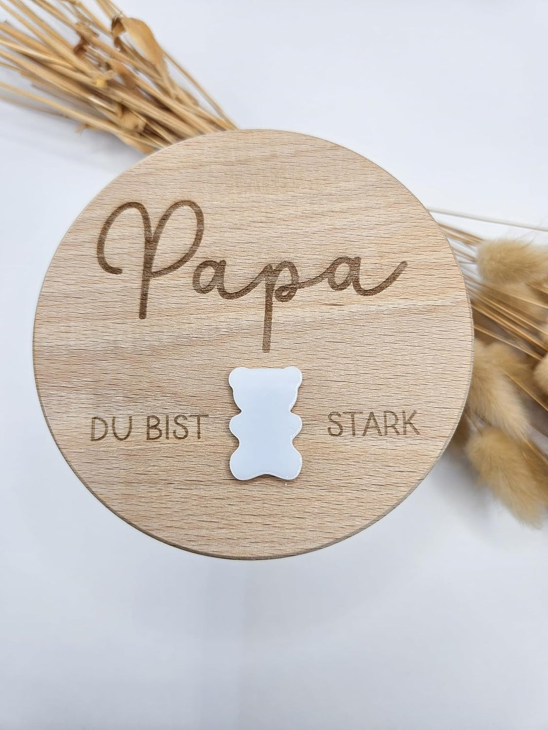 Generisch Personalisiertes Vorratsglas mit Holzdeckel, Papa Du Bist Stark Gravur, 530ml, mit 3D Acry