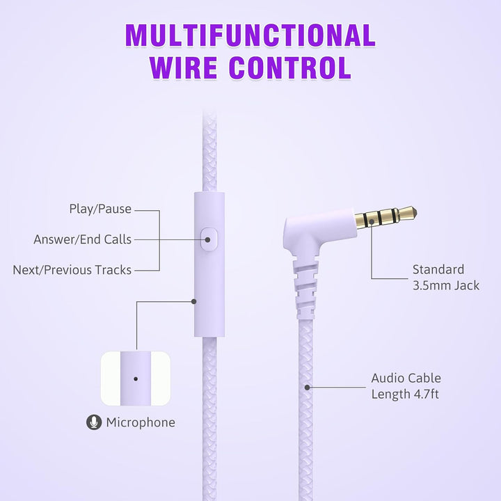 RockPapa L22 Kinder kopfhörer, Kabel Kopfhörer für Kinder, 3,5 mm Aux Jack, Verstellbares Stirnband