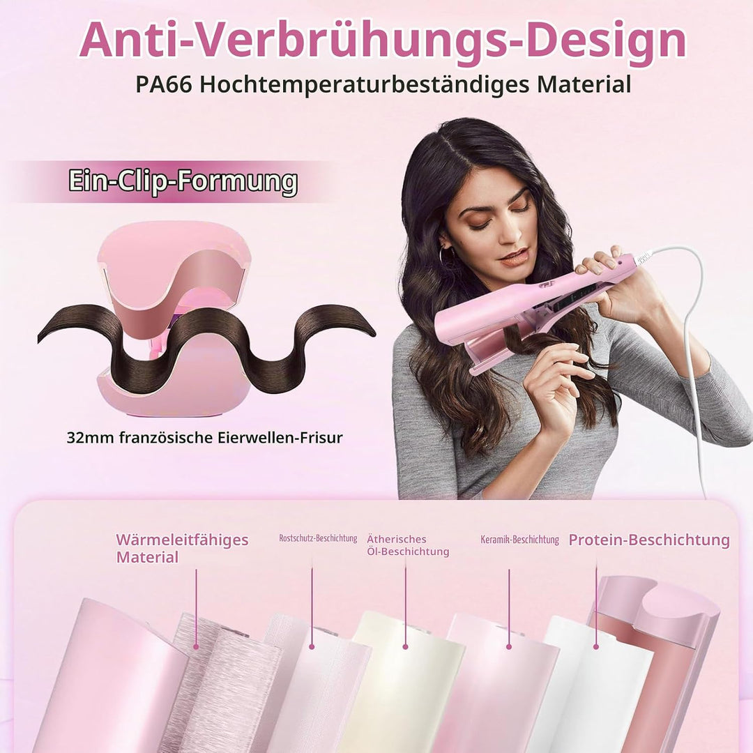 Lockenstab Grosse Wellen, Französischer Wellen-Lockenstab, 32mm Lockenstab für französische Eierroll
