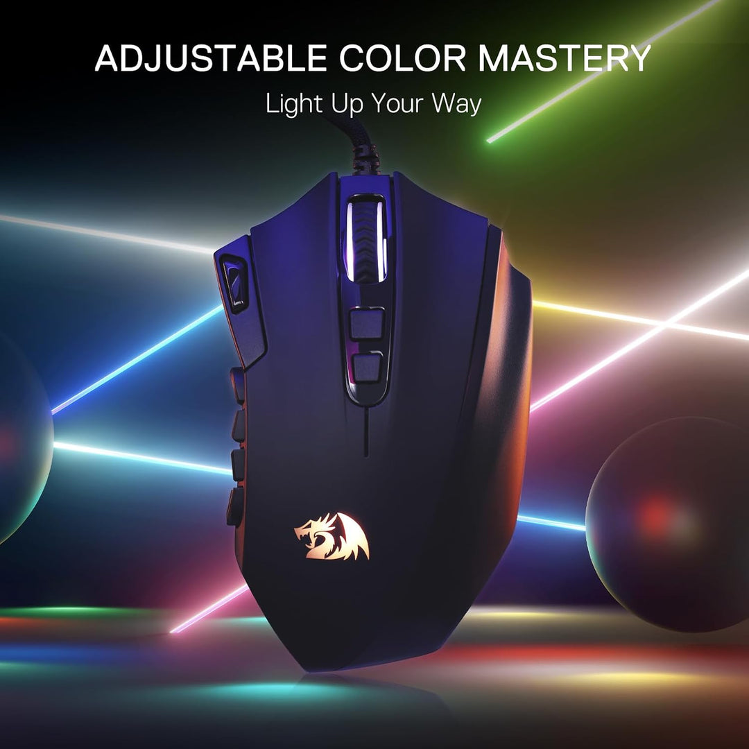 Redragon M921 MMO Gaming-Maus, 12400 DPI hochpräzise kabelgebundene RGB-Maus mit 18 programmierbaren