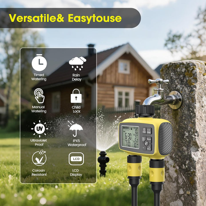 Gartenbewässerung Wasser Timer, Bewässerungssteuerung für Garten | Flexible Bewässerung Dank mit 2 A