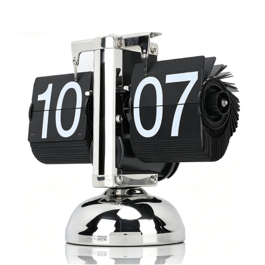 HERCHR Flip-Schreibtischuhr, Retro-Digital-Flip-Down-Uhr, Edelstahl Automatische Mechanische Uhr mit