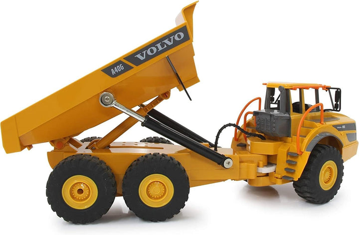 JAMARA 405056 - Muldenkipper Volvo A40G 1:20 2,4GHz- originalgetreue Knicklenkung, Kippmulde hoch /