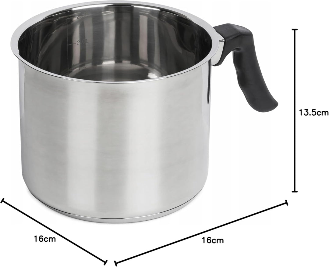 Milchtopf Edelstahl 2,5L Milchkochtopf Stieltopf Topf Simmertopf Induktion