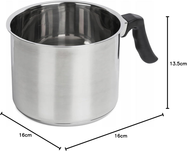 Milchtopf Edelstahl 2,5L Milchkochtopf Stieltopf Topf Simmertopf Induktion