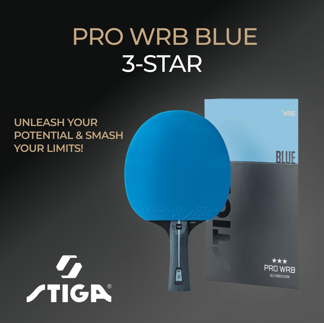 STIGA Tischtennisschläger Pro WRB Blue Edition - 3-Sterne Tischtennis Schläger mit Blauem Belag