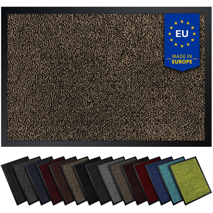 Gentle North Hochwertige Fussmatte beige-schwarz 90x120 gross für Innen & Aussen - Schmutzfangmatte