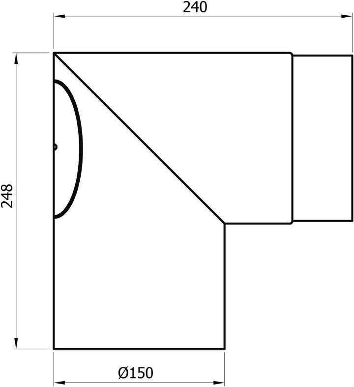 raik SH083-150-sw Raik Rauchrohrbogen/Ofenrohr 150mm - 90° zweiteilig mit Reinigungsöffnung