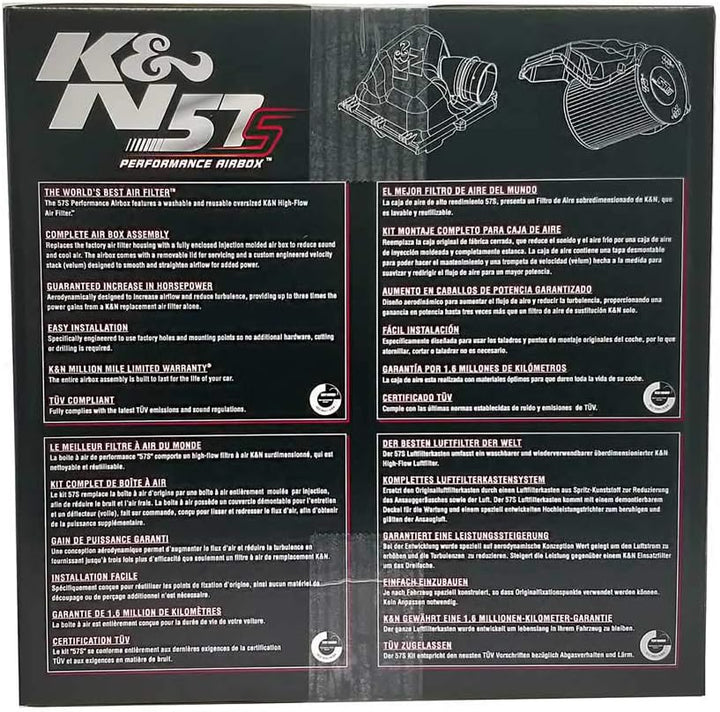 K&N 57S-490 Waschbarer und wiederverwendbarer KFZ Sportluftfiltersystem, Rot