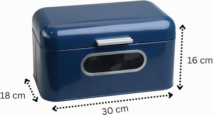 MOON HOME Brotkasten mit Sichtfenster - Breadvault Blue, aus Edelstahl, Metall-Brotkasten mit optimi