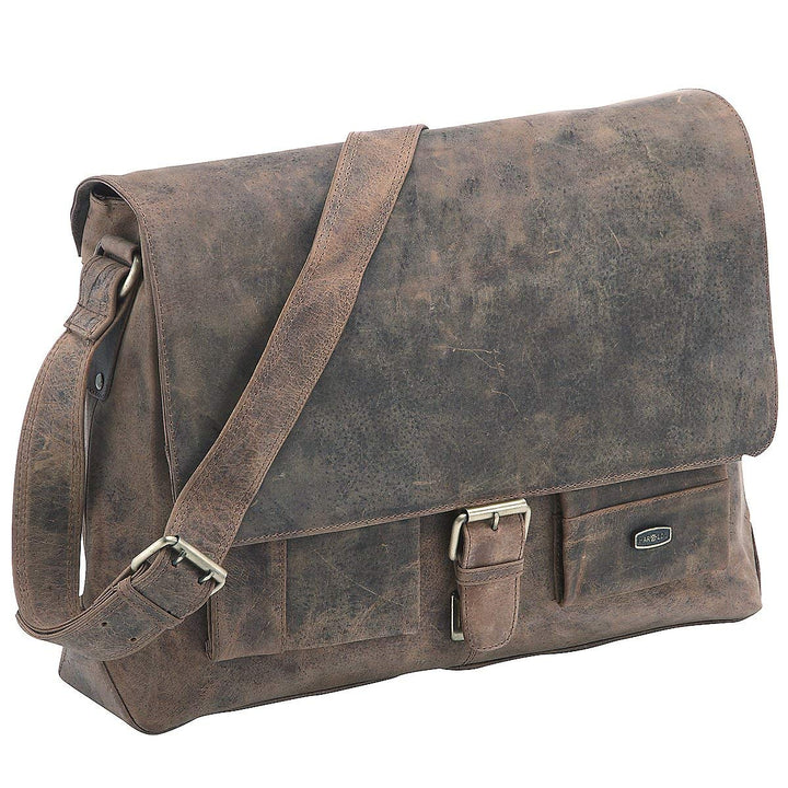 Harold's Kuriertasche 40 x 30 x 10 cm Rind-Leder Messenger Schulter-Tasche 391403 taupe, Taupe