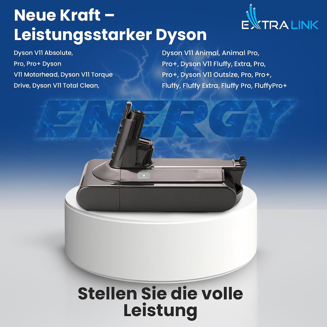 Extralink Akku für Dyson V11 Animal – 25,2V 3000mAh Ersatzakku, Lange Laufzeit, Li-Ion Batterie, kom