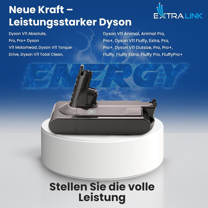 Extralink Akku für Dyson V11 Animal – 25,2V 3000mAh Ersatzakku, Lange Laufzeit, Li-Ion Batterie, kom