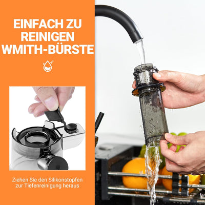 Entsafter AOBOSI-Mini slow juicer mit Rückwärts-Kau-Funktion-saftpresse elektrisch mit Bürste und 2