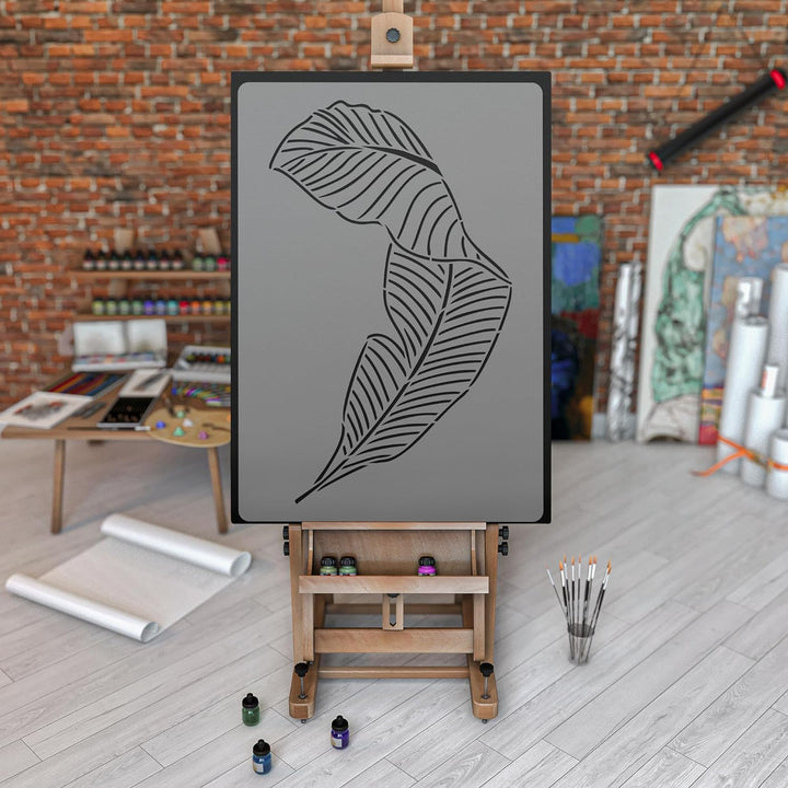 Wiederverwendbare Wandschablone aus Kunststoff // BANANENBLATT #2 - ART DECO UMRISS // Muster Schabl