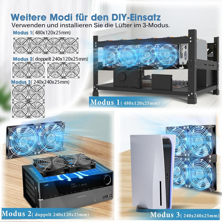 GDSTIME 4 x 120mm Lüfter DC 12V Computer Lüfter Mit AC 230V Lüfter Geschwindigkeitskontrolle einstel