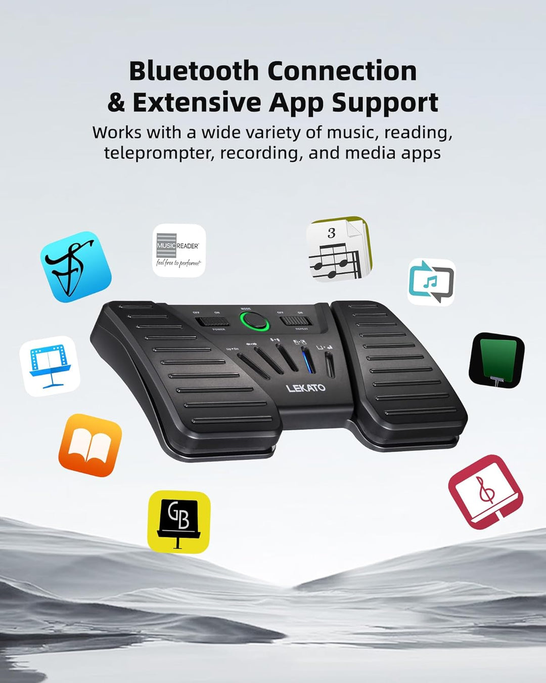 LEKATO Bluetooth Page Turning Pedal, Drahtloser Page Turner, Wiederaufladbarer Seitenwender für Smar