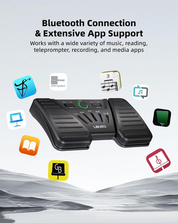LEKATO Bluetooth Page Turning Pedal, Drahtloser Page Turner, Wiederaufladbarer Seitenwender für Smar