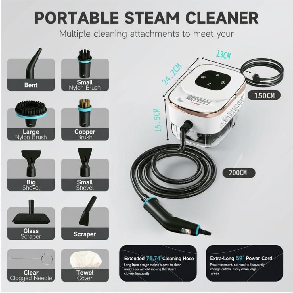 4Bar Handgerät Dampfreiniger für Alles Steam Cleaner Handdampfreiniger Polstermöbel Auto Fenster Pro
