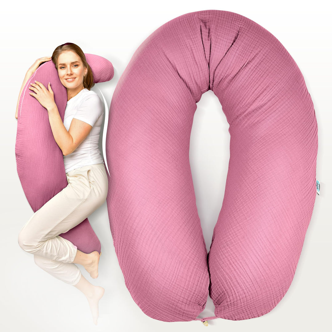 sei Design Stillkissen XXL Mikroperlen-Füllung mit Musselin-Bezug aus Baumwolle [100% Bio-Baumwolle