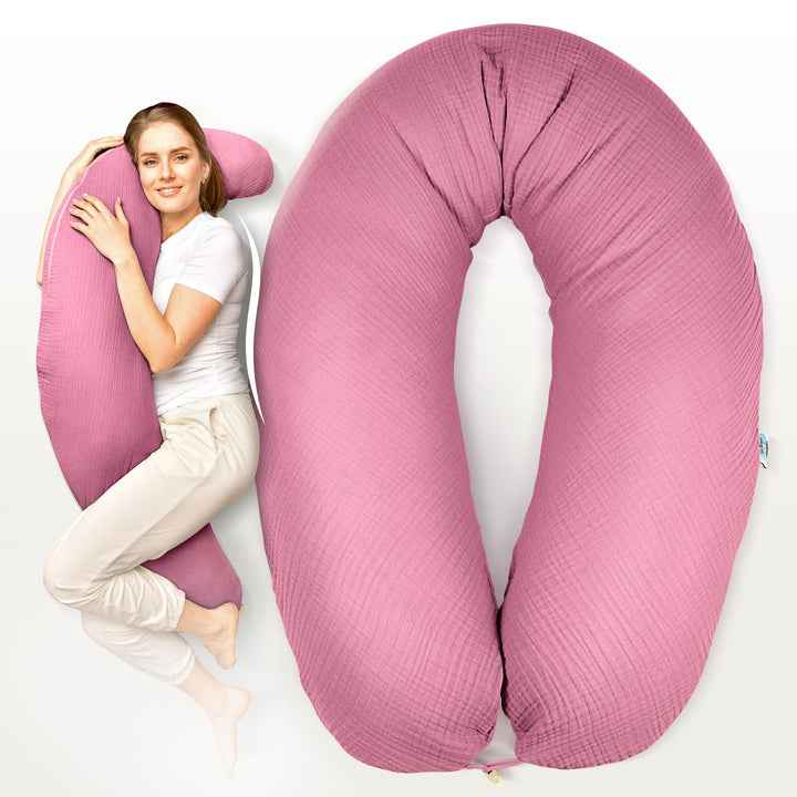 sei Design Stillkissen XXL Mikroperlen-Füllung mit Musselin-Bezug aus Baumwolle [100% Bio-Baumwolle