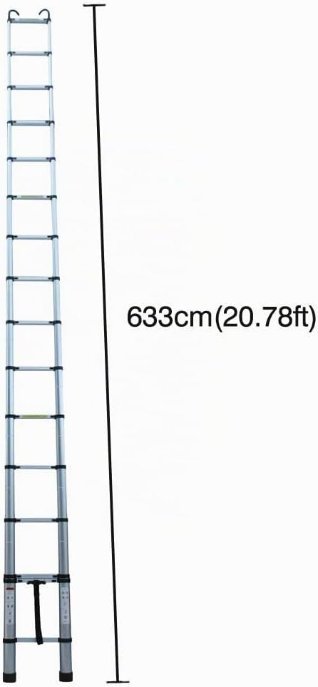 6,2m Mehrzweckleiter Teleskopleiter mit Abnehmbarem Haken Hochwertiges Aluminium Ausziehbare Klapple