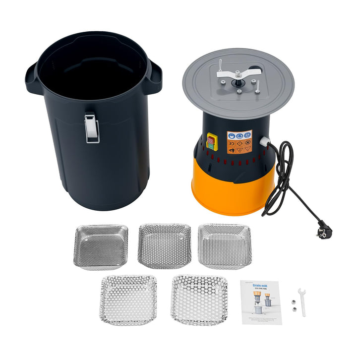 Elektrisch Getreidemühle 1000W mit 5 Sieben Profi Kornmühle 19000 U/min 6.6 Gallonen-Tank & Kühlkörp
