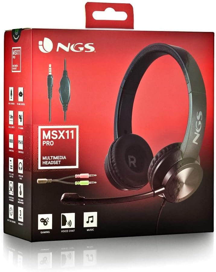 NGS MSX11 PRO - On-Ear-Kopfhörer mit einstellbarem Mikrofon, 3,5-mm-Klinkenstecker und 1-2 Klinkenad