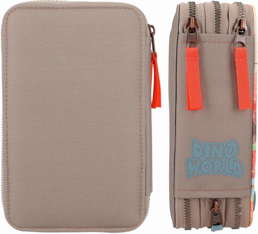 Dino World 12381 3-Fach Federtasche LED Khakibraun