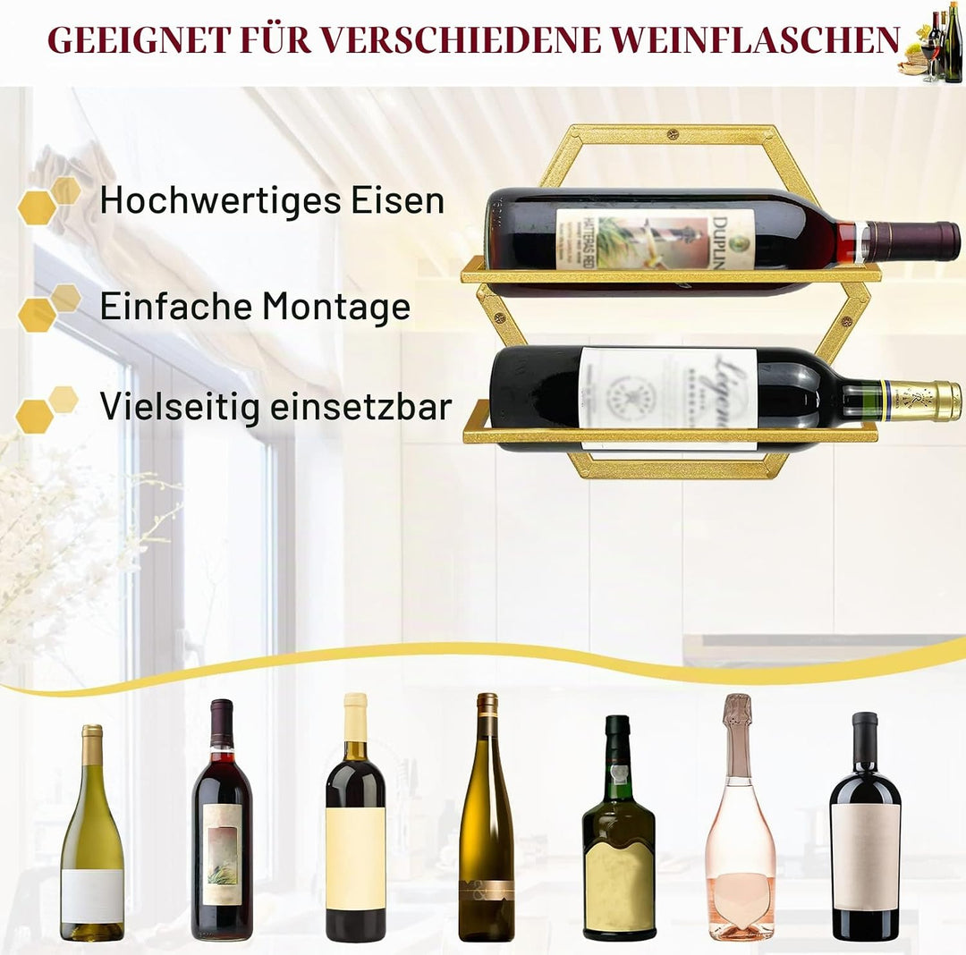 Giyiprpi Metall Wandmontierter Weinhalter Stemware Glass Rack, 2Pcs Hängendes Glas Weinregal Wandbeh