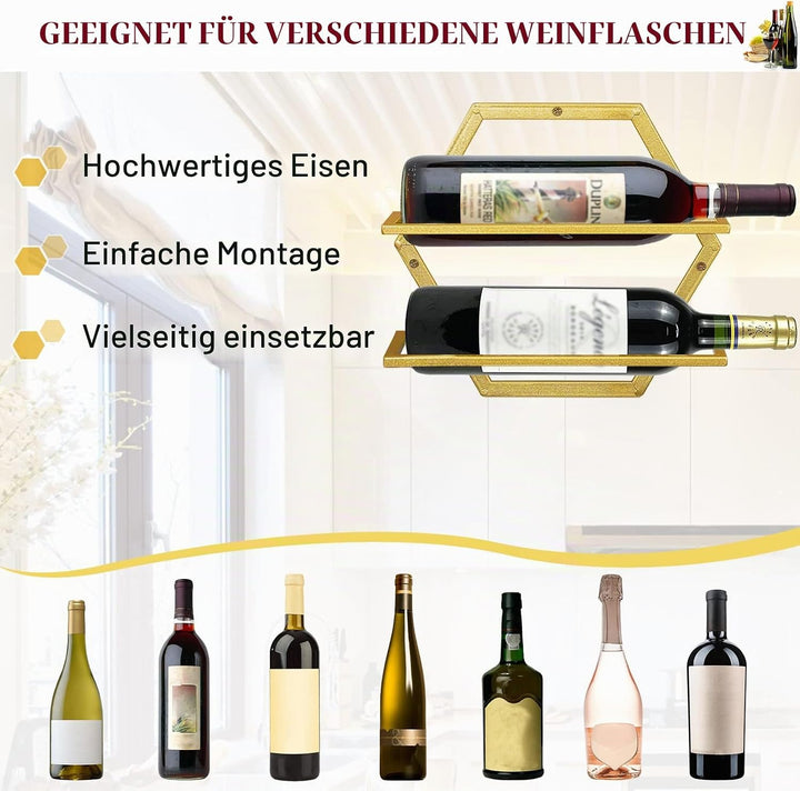 Giyiprpi Metall Wandmontierter Weinhalter Stemware Glass Rack, 2Pcs Hängendes Glas Weinregal Wandbeh