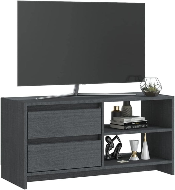 homiuse TV-Schrank TV Lowboard Grau 80x31x39 cm Massivholz Kiefer TV Board Fernsehschrank Fernsehtis