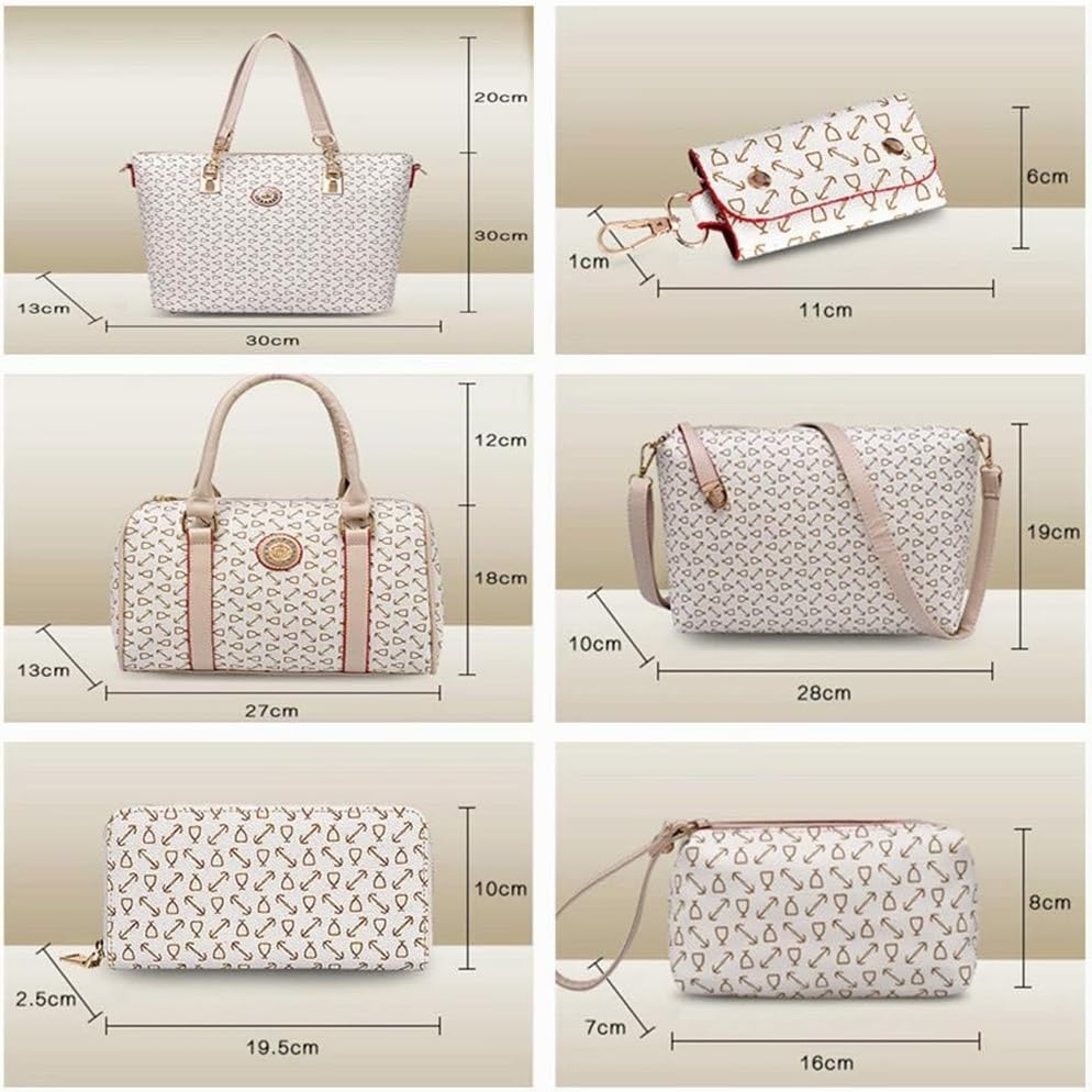 KEEPOP Frauen Handtasche Set 6 Stück PU Leder Tote Handtasche Set Mehrzweck-klassische Umhängetasche