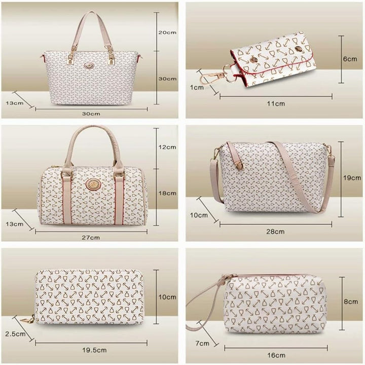 KEEPOP Frauen Handtasche Set 6 Stück PU Leder Tote Handtasche Set Mehrzweck-klassische Umhängetasche