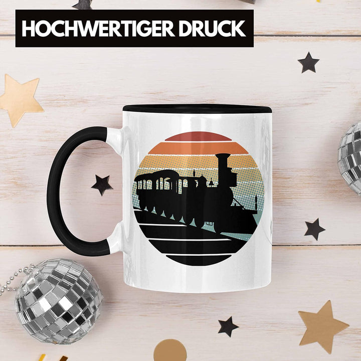 Trendation - Lustige Eisenbahn Tasse für Eisenbahner Geschenk Vintage Grafik (Schwarz), Schwarz