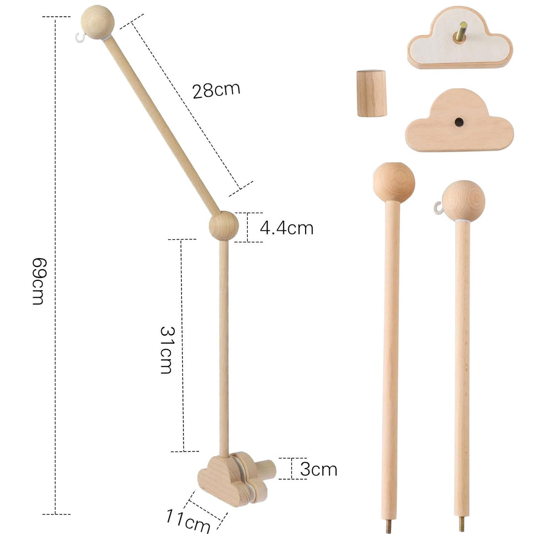 Mobile Halterung Holz,Baby Mobile Halterung für Babybett,Verstellbarer Mobile Halterung Wickeltisch