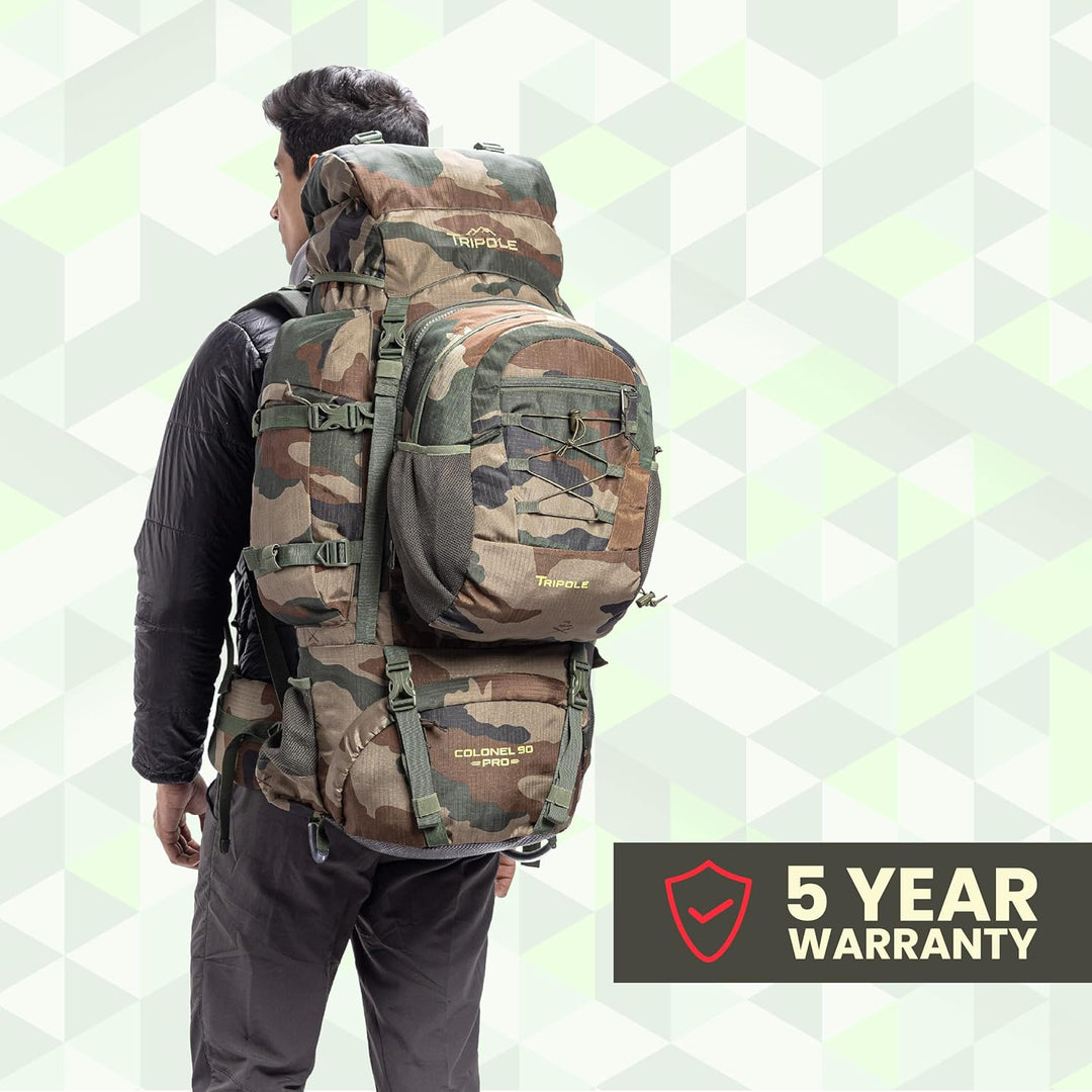 Tripole Colonel Pro Rucksack Mit Metallrahmen | Frontöffnung | Abnehmbare Tasche | Regenschutz 90 Li