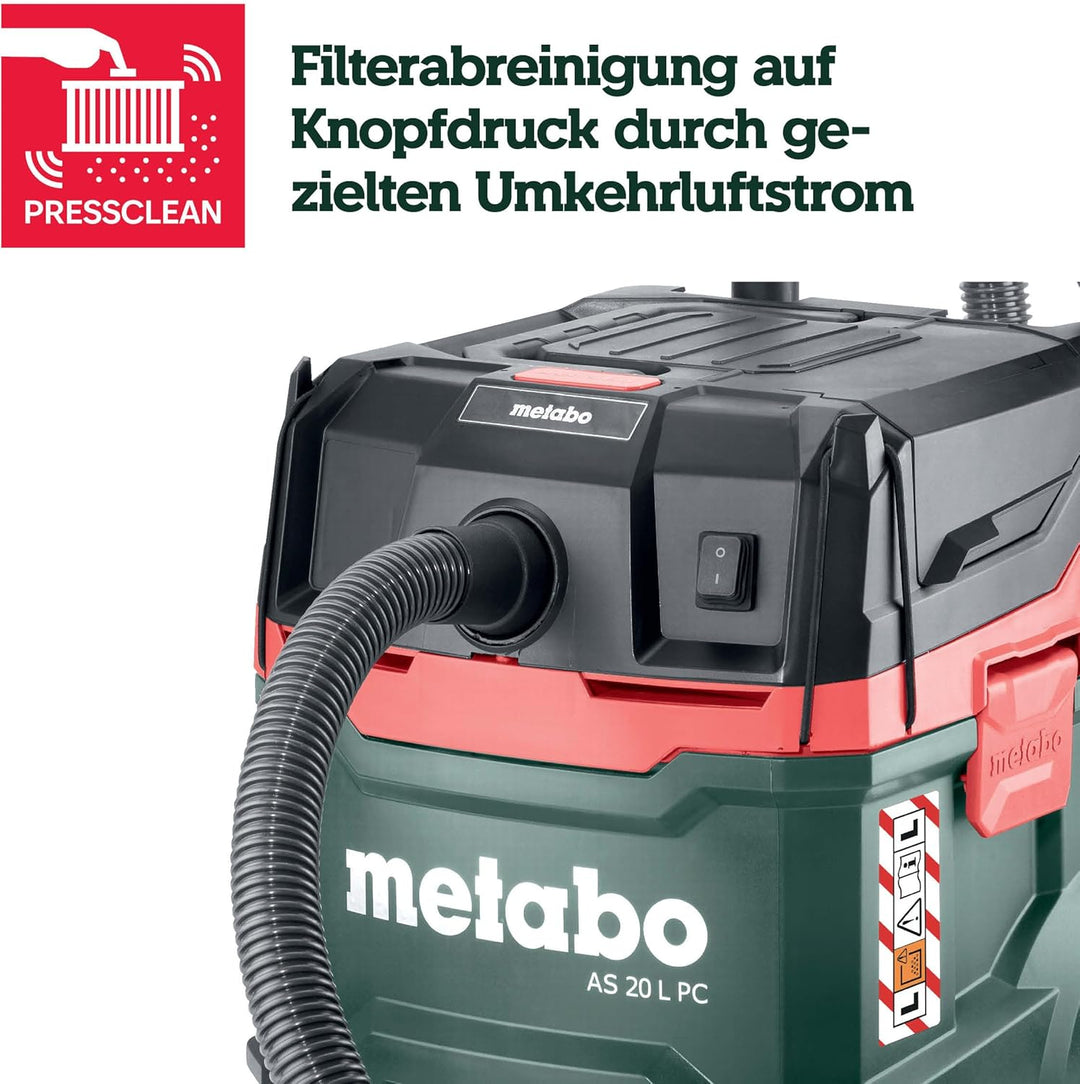 metabo AS 20 L PC Allessauger – 602083000 – Nass-/Trockensauger mit integrierter Filterabreinigung –