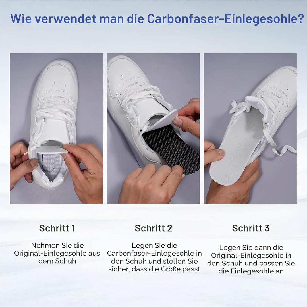 Kohlefaser-Einlegesohle 1 Paar, FAKILO Kohlefaser-Einlegesohlen Schuheinlagen für Damen Herren, star